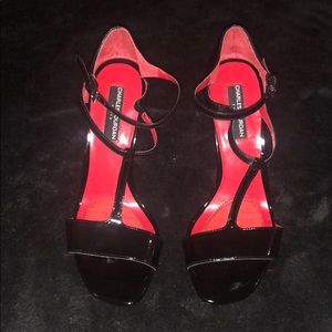 Red and black Charles Jourdan Paris heels